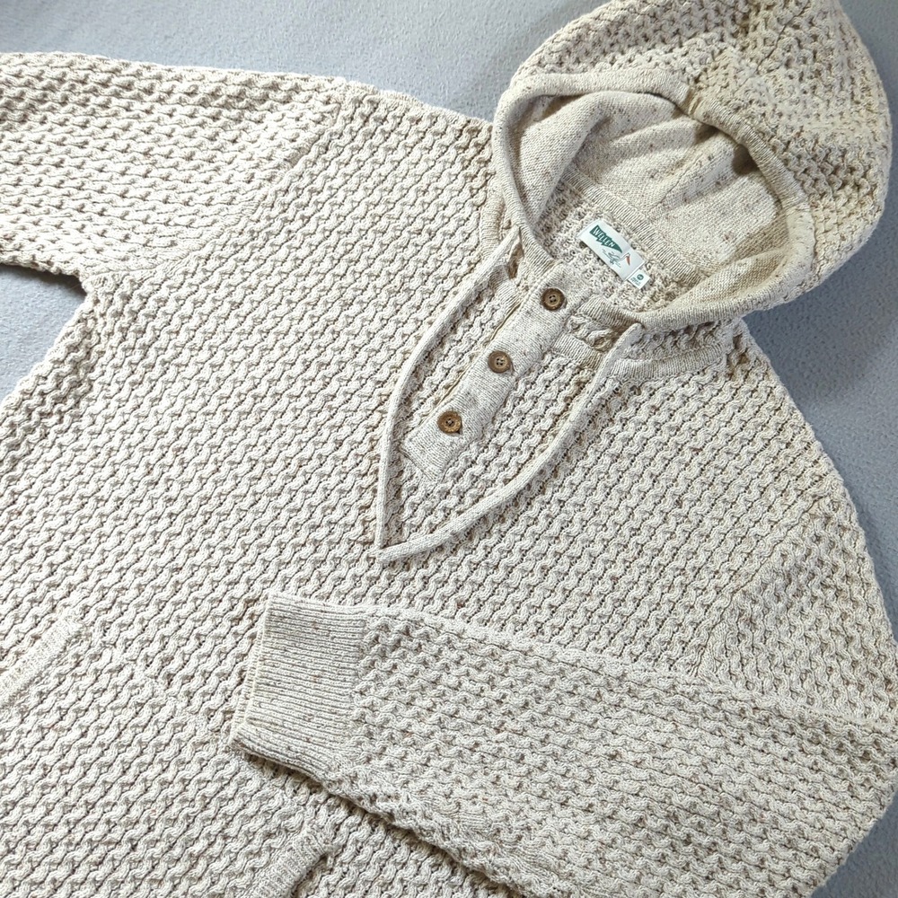 Wellen Headlands Hoodie Sweater XXL Heather Bone Cable Knit Recycled Cotton